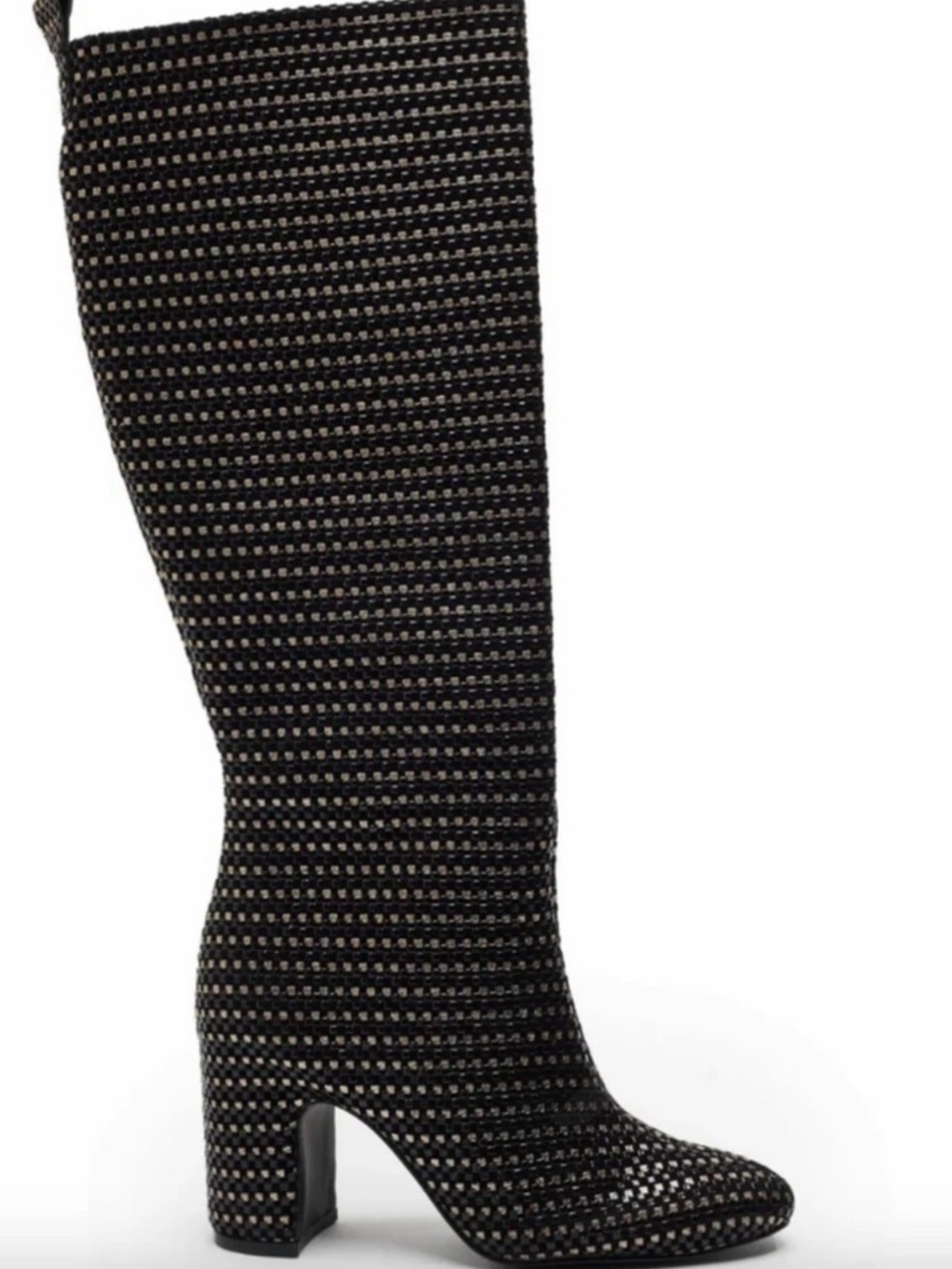 NWOT Cecelia New York ‘Noel’ Black & Gold Woven Leather High Shaft Boots Sz 7.5